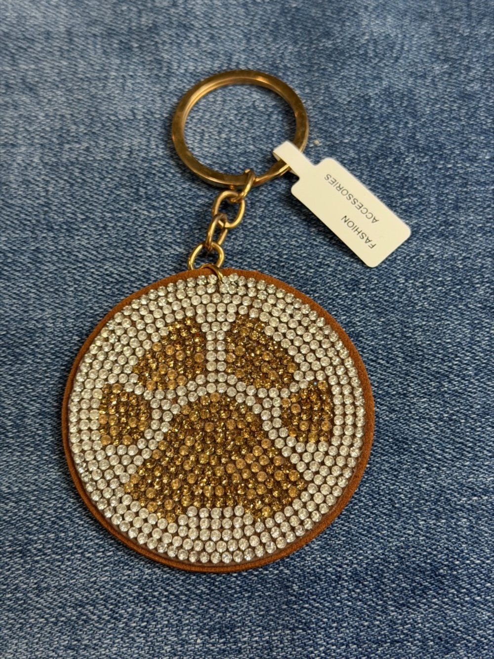 Crystal Paw Print Keychain - Gold & Clear Rhinestones